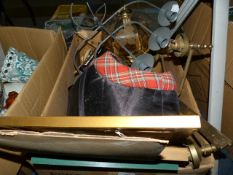 Box containing Table Lamps - Ceiling Light - Prints etc