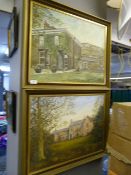 Pair of Oils on Canvas Depicting Country Houses