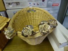 Gold Metal Rose Stems & Basket