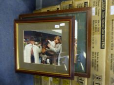 2 Large Framed Photographs - Race Horse & Trainer