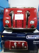 *DELONGHI MICALITE 4 SLICE TOASTER - POLISHED CHROME & RED