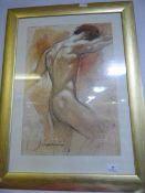 Gilt Framed Print of a Nude Male