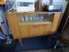 Teak Drinks Cabinet with Sliding Glass Doors