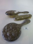 Silver Topped Dressing Table, Mirror and Brush
