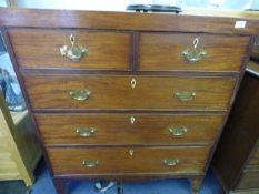 Mahogany 5 Drawer Chest with Ivory Escutcheons and Brass Handles