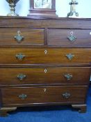 Mahogany 5 Drawer Chest with Ivory Escutcheons and Brass Handles