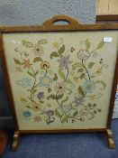 Oak Framed Embroidered Fire Screen