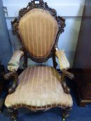 Walnut Framed Lady's Armchair