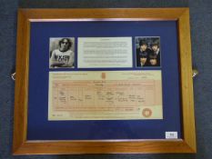 A Reproduction of John Lennon's Birth Certificate in Frame