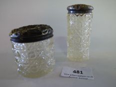 2 Silver Topped Dressing Table Pots