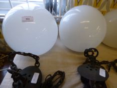 Pair of Opaque Pendant Light Fittings