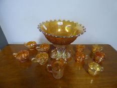 Carnival Glass Punch Bowl and Cups
