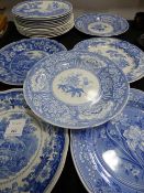 Large Quantity of Spode Blue and White Plates