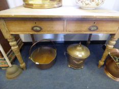 Pine Farmhouse Table with 2 Drawers