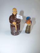 Cigarette Container Shaped as a Monk with Royal Doulton Bird
