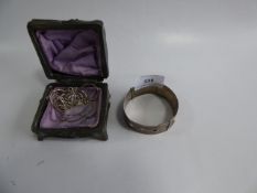 Small Jewellery Trinket with Silver Chains and White Metal Bangle