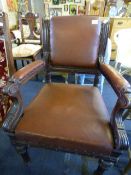 Mahogany Framed & Upholstered Arm Chair