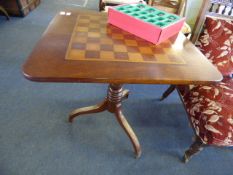Chess Board Inlaid Topped Pedestal Table