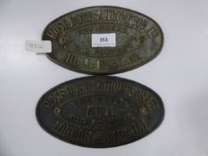 Pair of Rose Down and Thompson Engineers of Hull Plaques