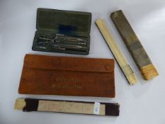 Assorted Drawing Instruments & Road Atlas