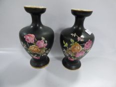 Pair of Black Edwardian Vases