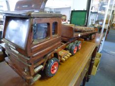 Wood Model of a Scania Unit with Timber Trailer