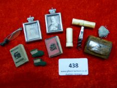 Miniature Pair of Silver Frames with Several Miniature Items