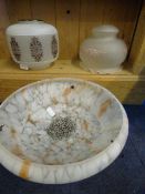 Mottled Pendant Light Fitting and 2 Glass Shades