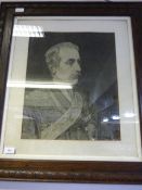 Pencil Sketch of Military Man in Carved Oak Frame