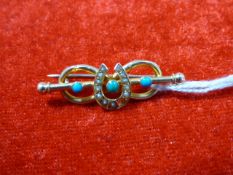 Brooch of Pearls and Turquoise 3 Grams