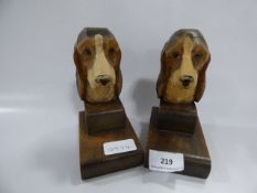 Pair of Wooden Dog Book Ends