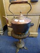 Copper Kettle on Ornate Brass Stand