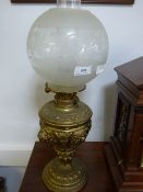 Brass Oil Lamp and Shade