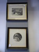 Pair of Black and White Prints Depicting Birds