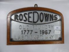 Rosedowns Old Foundry Plaque