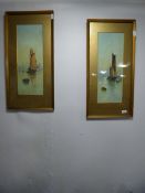Gilt Framed Water Colours Depicting Boats