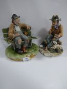 Capo Di Monte Figurine of Tramp on Bench & another