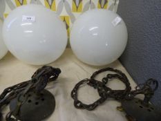 Pair of Opaque Pendant Light Fittings