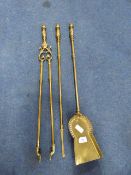 3 Piece Set of Brass Fire Irons