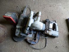 Assorted Power Tools Including 9'' Grinder, Circular Hand Saw, Jig Saw, G Clamp etc