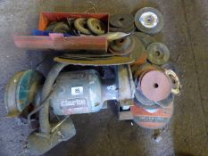 Clark 6'' Bench Grinder, Assorted Grinding Disks, Flap Wheels etc