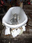 Cast Iron Roll Topped Bath Complete with Feet and Chrome Pillar Taps