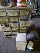 Commercial Vehicle Starter Motor, Oil Filters and a Multi Drawer Cabinet Containing Assorted