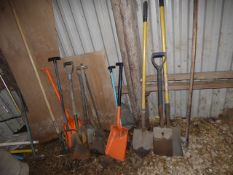 Assorted Shovels Long Handed Spades etc