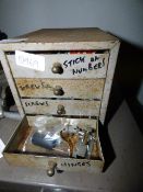 Miniature 4 Drawer Cabinet containing Assorted Screws & Fixings
