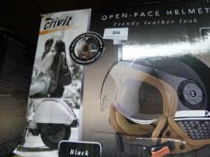 Crivet Open Face Trendy Leather Look Helmet - Size Extra Large