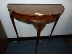 Demi Lune Hall Table with Pie Crust Edge on Cabriole Legs