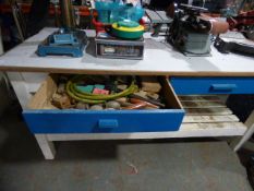 Vintage Catering Table with Formica Top - 2 Drawers and Undershelf