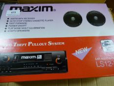 *Carton containing 10 Maxim LS1230 Car Stereos with Speakers