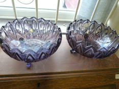 2 Coloured Glass Fruit Bowls